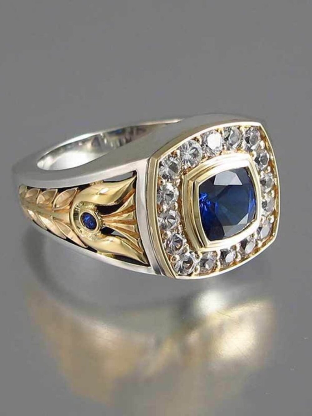 🎁GORGEOUS BLUE 💎DIAMOND 14K GOLD 925 STERLING SILVER PREMIUM UNISEX RING, F002